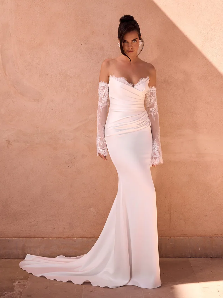 Limited-Edition-Brautkleid Malva aus Spitze und Satin, Kollektion 2027