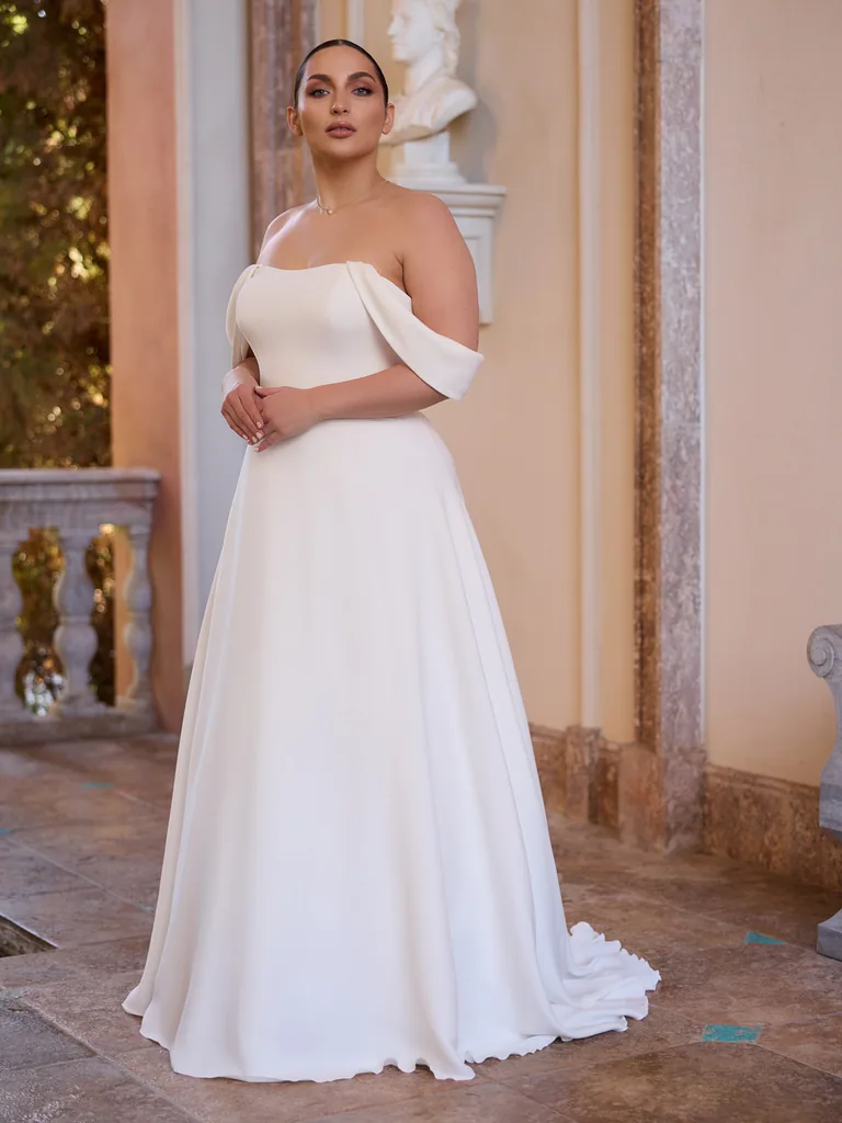 Plus-Size-Brautkleid Marcella in A-Linie aus Stretch-Crêpe, Kollektion 2027